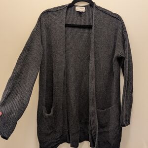 Universal Thread Gray Open-Front Sweater Cardigan with Pockets 100% Cotton